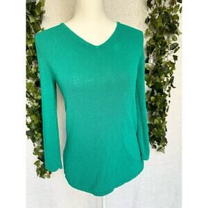 Chico's Design Vintage Rayon Long Sleeve Green Knitted Top Women's 0 Small